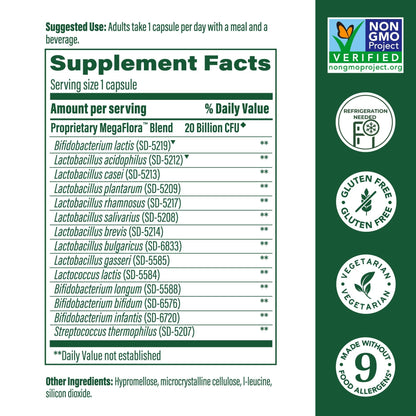 MegaFood MegaFlora Probiotic – 20B CFU, 14 Strains, Women’s Digestive Health