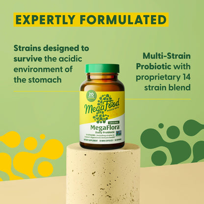 MegaFood MegaFlora Probiotic – 20B CFU, 14 Strains, Women’s Digestive Health