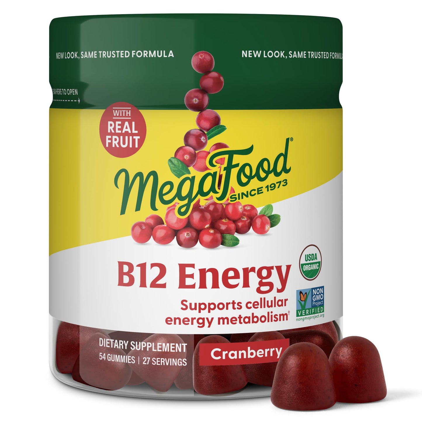 MegaFood B12 Energy Gummies – Vegan Methyl B12, Cranberry, USDA Organic