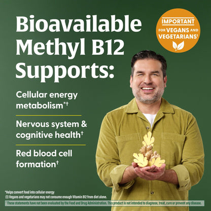 MegaFood Vitamin B12 Energy Gummies - Vegan Methyl B12, Ginger - USDA Organic - 70 Gummies