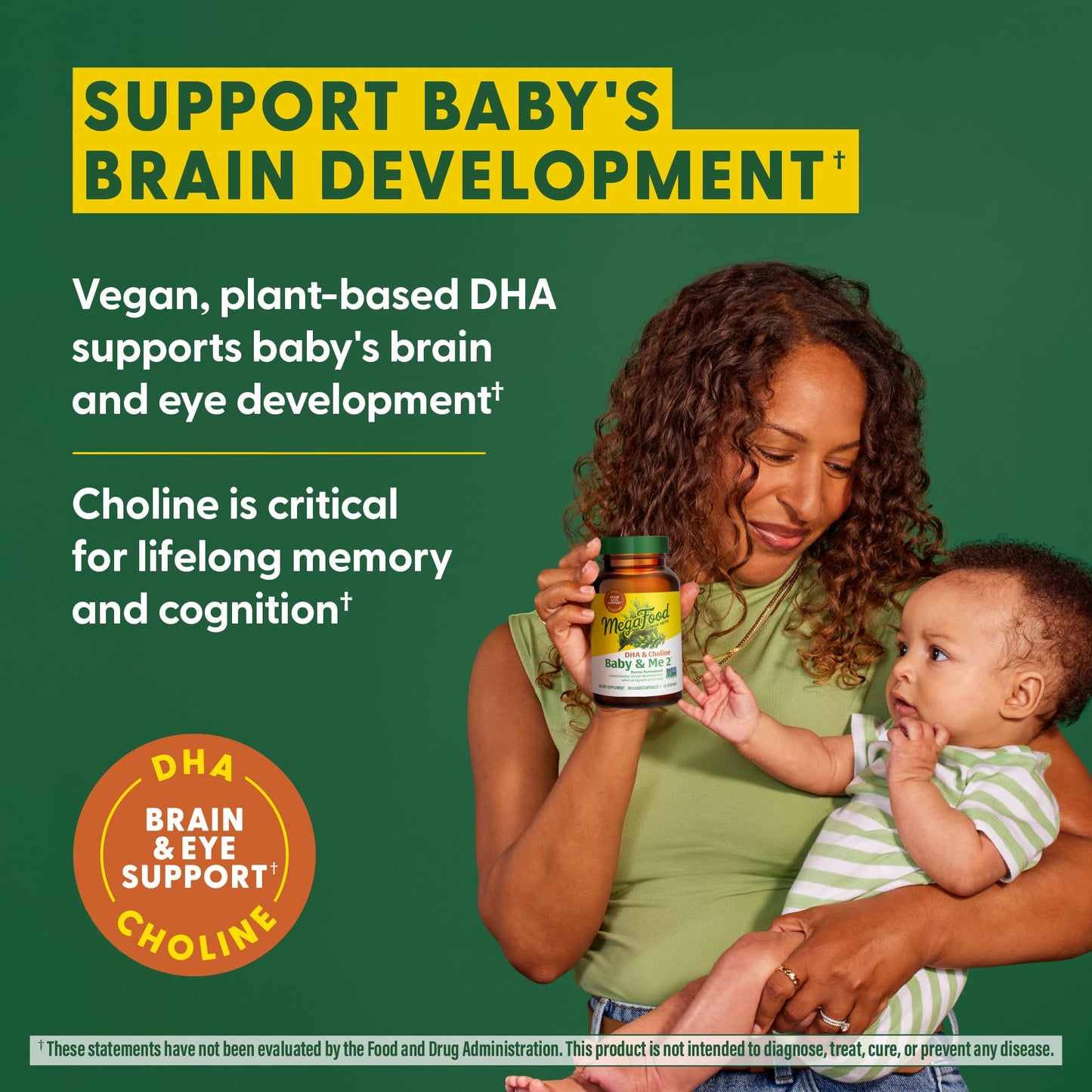 MegaFood Baby & Me 2 Prenatal Vitamins with DHA & Choline – Vegan, 60 Capsules (30 Servings)