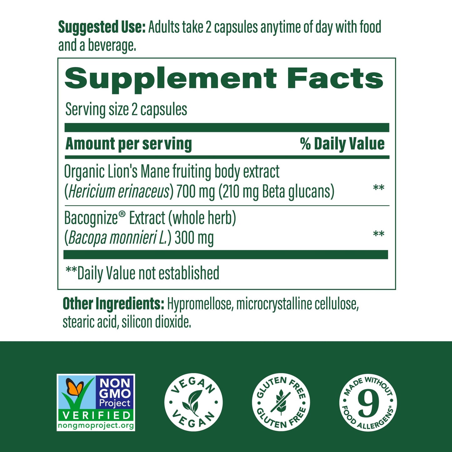 MegaFood Superfood Mushroom Focus Support – Doctor Formulated Lions Mane with Bacopa | Vegan, 60 Capsules