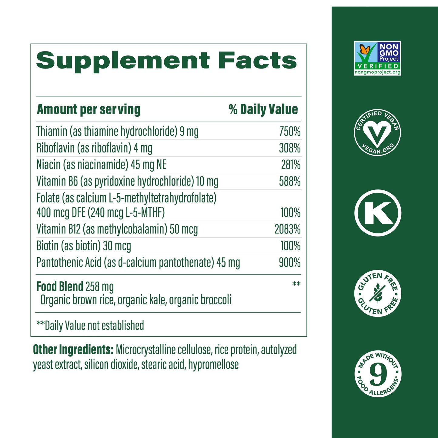 MegaFood Balanced B Complex - B Vitamin Supplement with 8 B Vitamins (incl. B6, B12, Folate, Biotin) | Vegan, Gluten Free, 30 Tablets