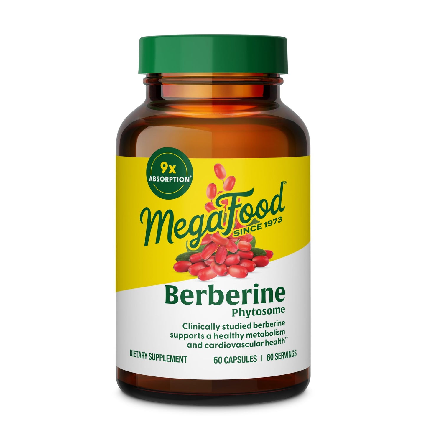 MegaFood Berberine Phytosome 550 mg per Serving | 60 Capsules | 9x Absorption | Vegan