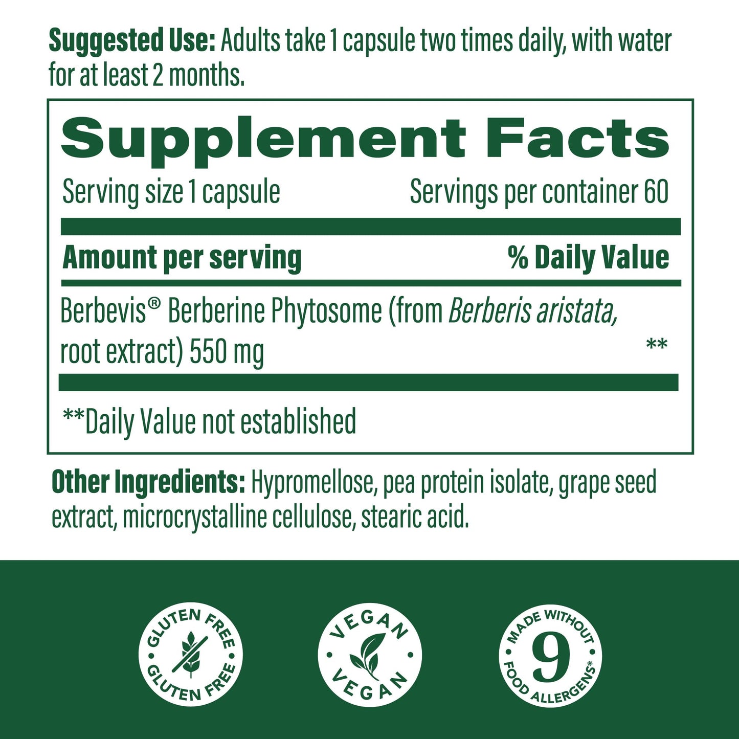 MegaFood Berberine Phytosome 550 mg per Serving | 60 Capsules | 9x Absorption | Vegan