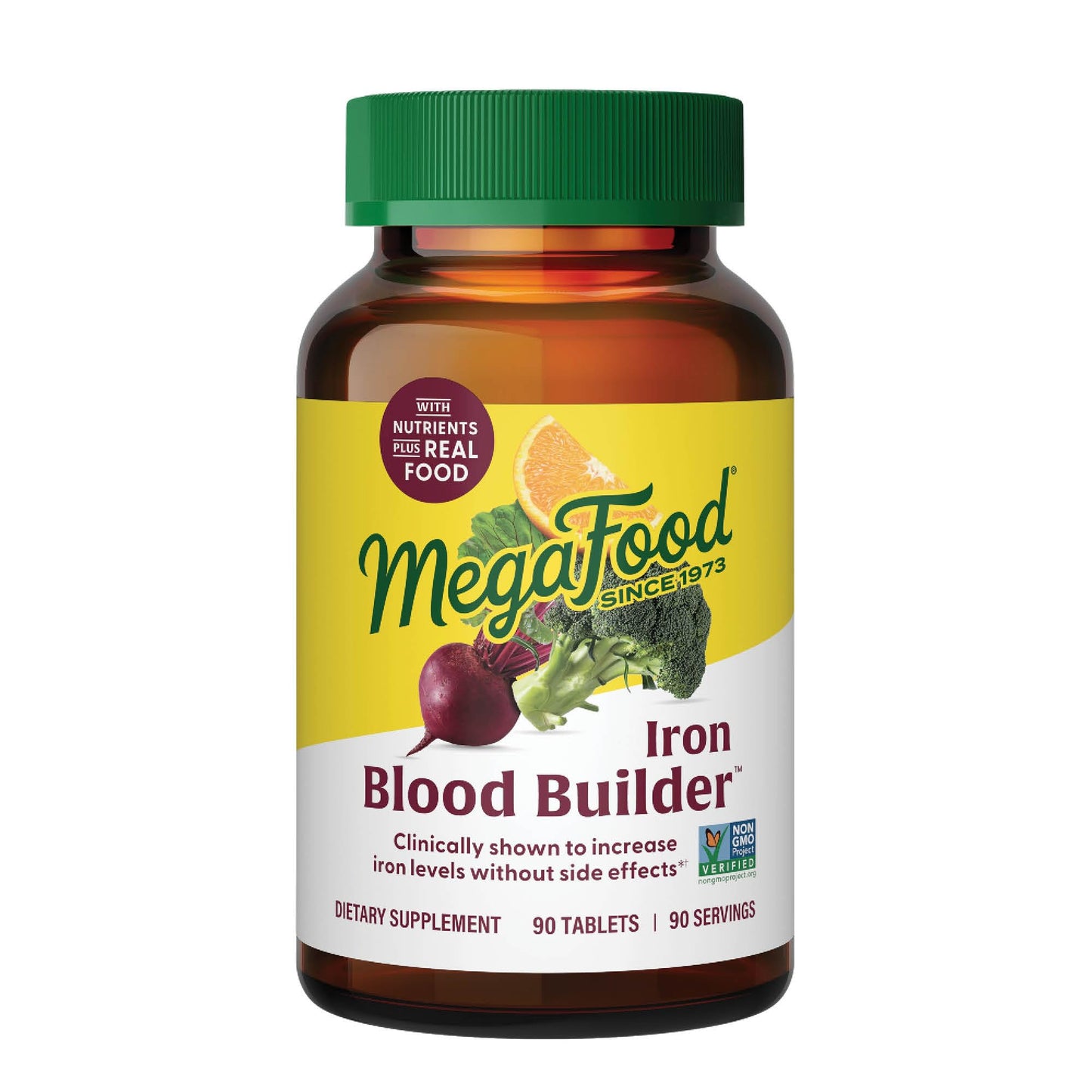 MegaFood Blood Builder Iron Supplement – 26 mg Iron, B12, Folic Acid, Vitamin C – Vegan – 90 Tablets