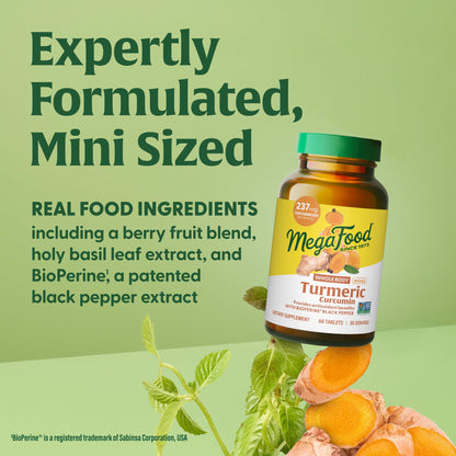 MegaFood Whole Body Minis Turmeric Curcumin – 237 mg Curcuminoids, 60 Mini Tablets, BioPerine & Vitamin C
