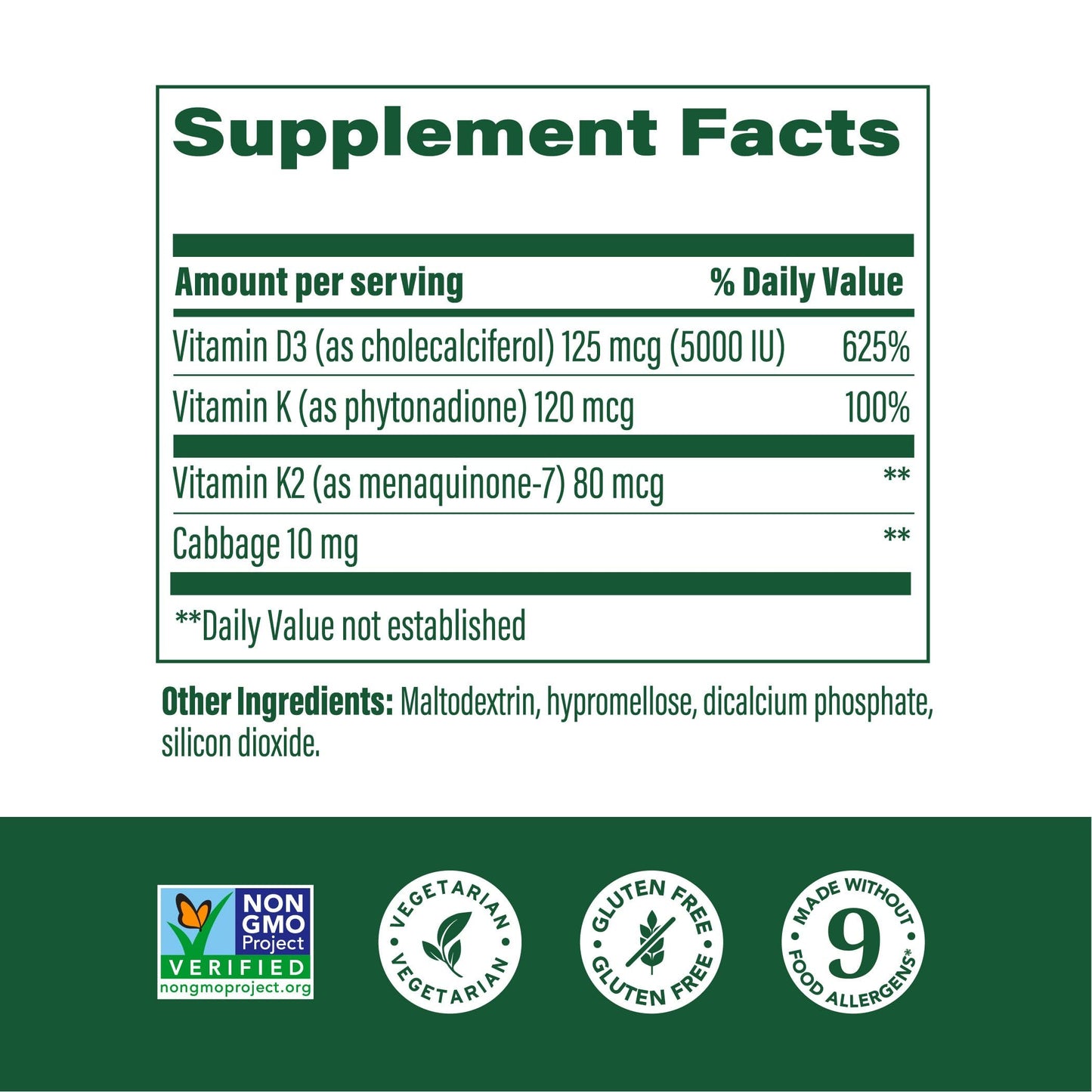 MegaFood Vitamin D3 5000 IU (125 mcg) – D3 + K2 for Bones, Teeth & Immune Health