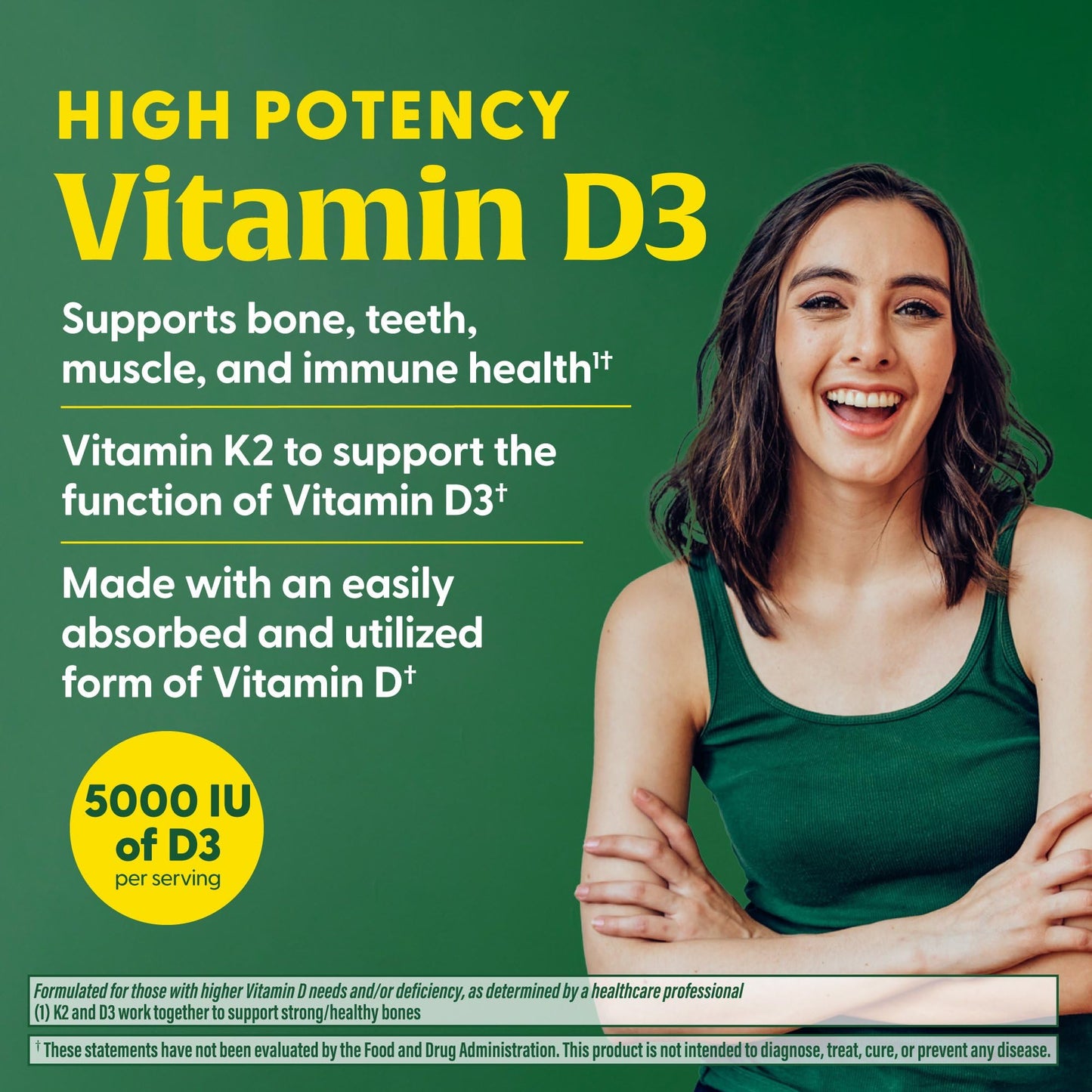 MegaFood Vitamin D3 5000 IU (125 mcg) – D3 + K2 for Bones, Teeth & Immune Health