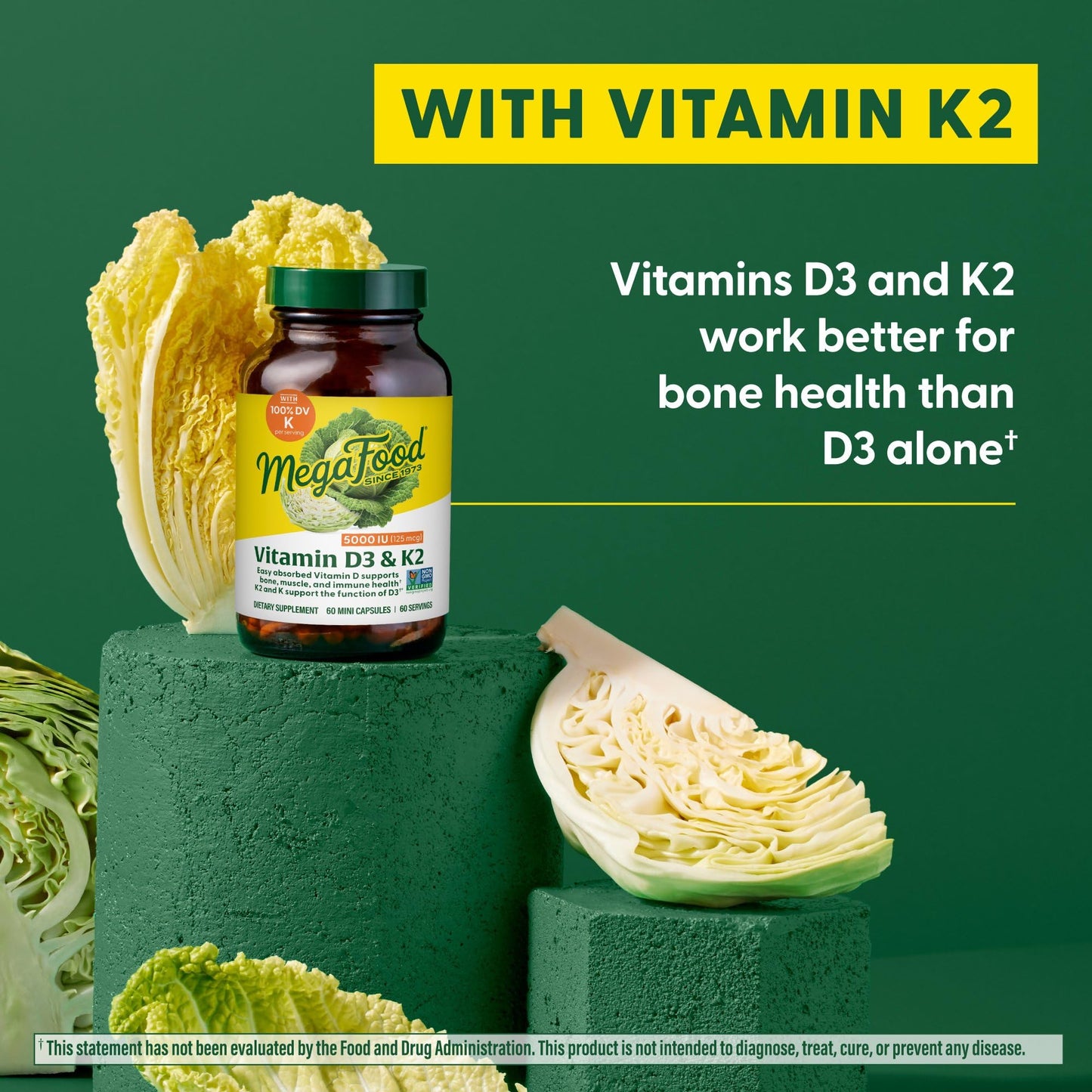 MegaFood Vitamin D3 5000 IU (125 mcg) – D3 + K2 for Bones, Teeth & Immune Health