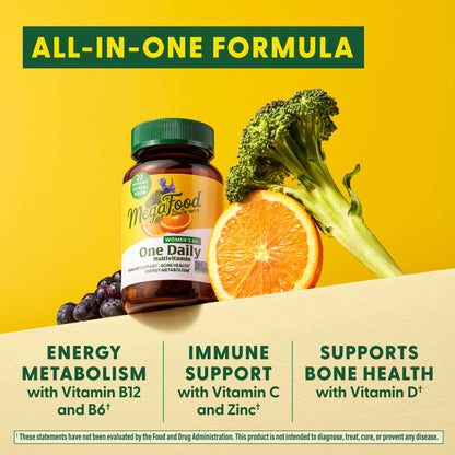 MegaFood Women's 40+ One Daily Multivitamin – Immune Support, Bone Health, Non-GMO, Vegetarian | 30 Tabs
