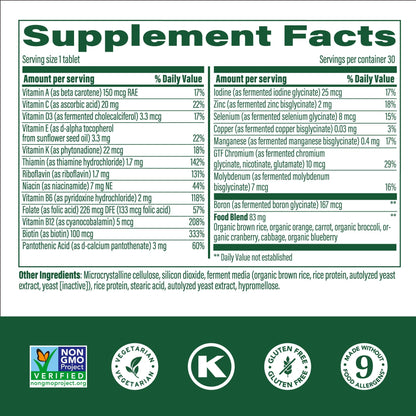 MegaFood Kids One Daily Multivitamin - Zinc, C & D | Gluten Free, Vegetarian, Non-GMO | 60 Tablets