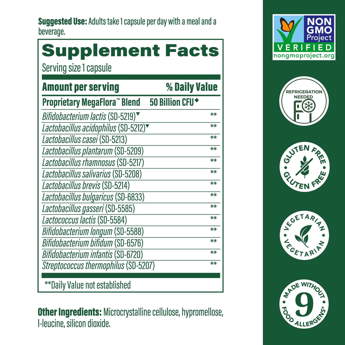 MegaFood MegaFlora Probiotic Plus – 50B CFU, 14 Strains | 30 Vegetarian Capsules