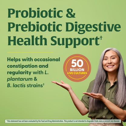 MegaFood MegaFlora Probiotics + Prebiotics Turmeric - Digestive Health, 50B CFU, 14 Strains, 60 Capsules