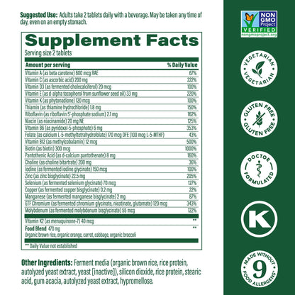 MegaFood Men's Advanced Multivitamin – Doctor-Formulated with Choline, B12, D, C & Zinc – Non-GMO, Vegetarian – 60 Tabs (30 Servings)