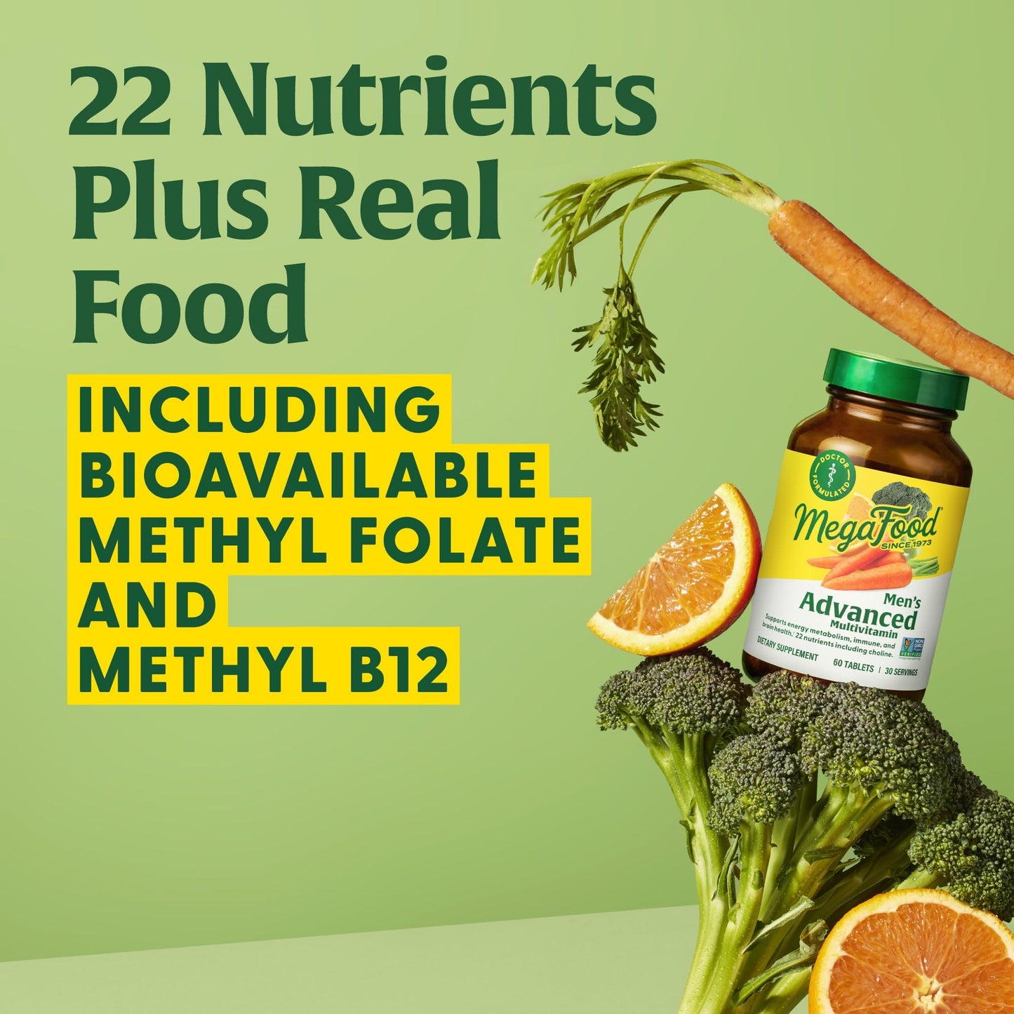 MegaFood Men's Advanced Multivitamin – Doctor-Formulated for Brain Health & Immune Support | 120 Tabs