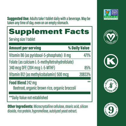 MegaFood Methyl B12 – Vegan with Methyl Folate (90 Tablets) | Energy & Nervous System Support