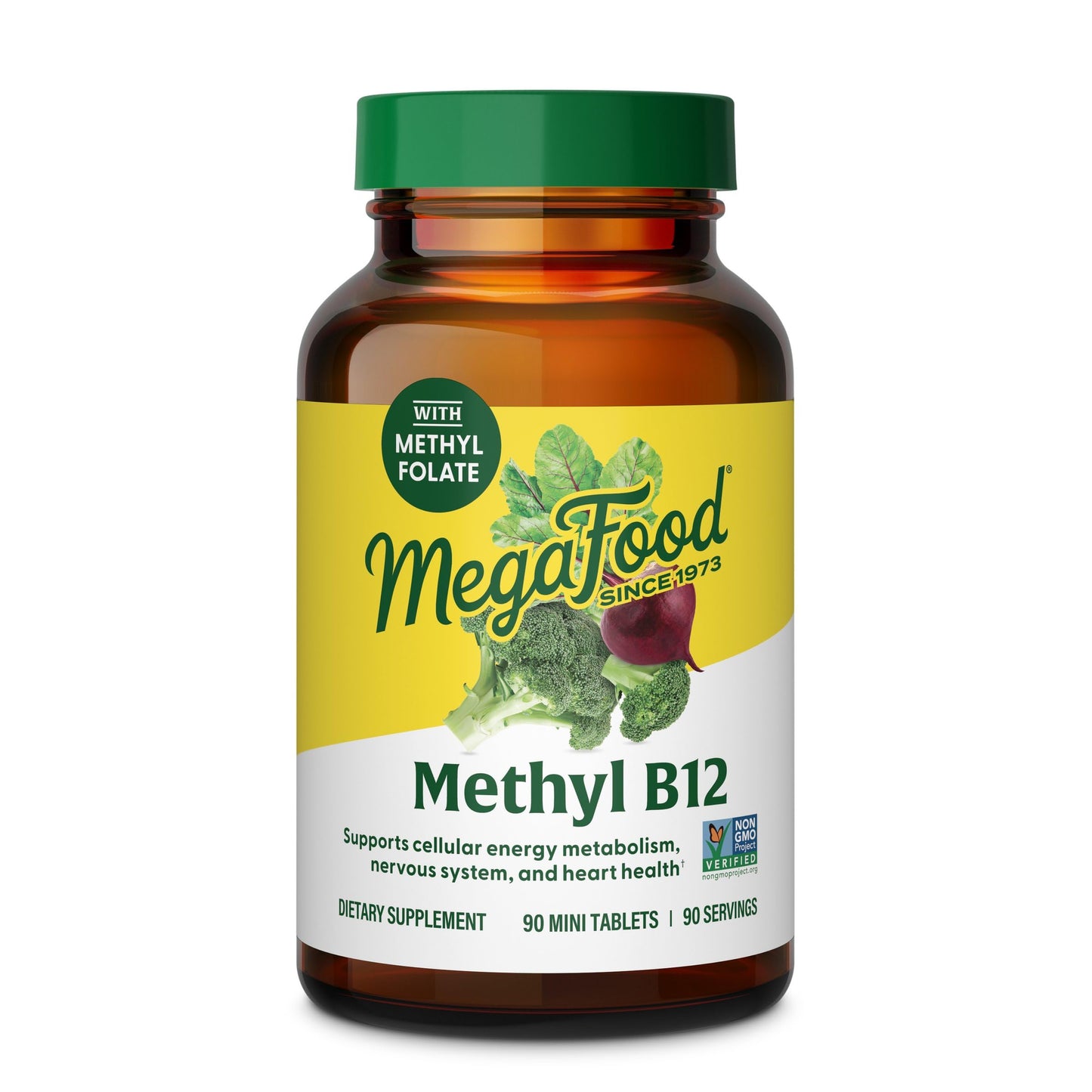 MegaFood Methyl B12 – Vegan with Methyl Folate (90 Tablets) | Energy & Nervous System Support