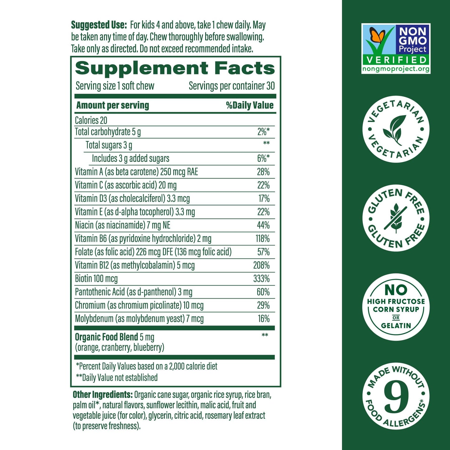 MegaFood One Daily Kids Multivitamin Soft Chews – Grape Flavor, 4+ | Vegetarian, 30 Chews, 2 Pack
