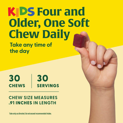 MegaFood One Daily Kids Multivitamin Soft Chews – Grape Flavor, 4+ | Vegetarian, 30 Chews, 2 Pack