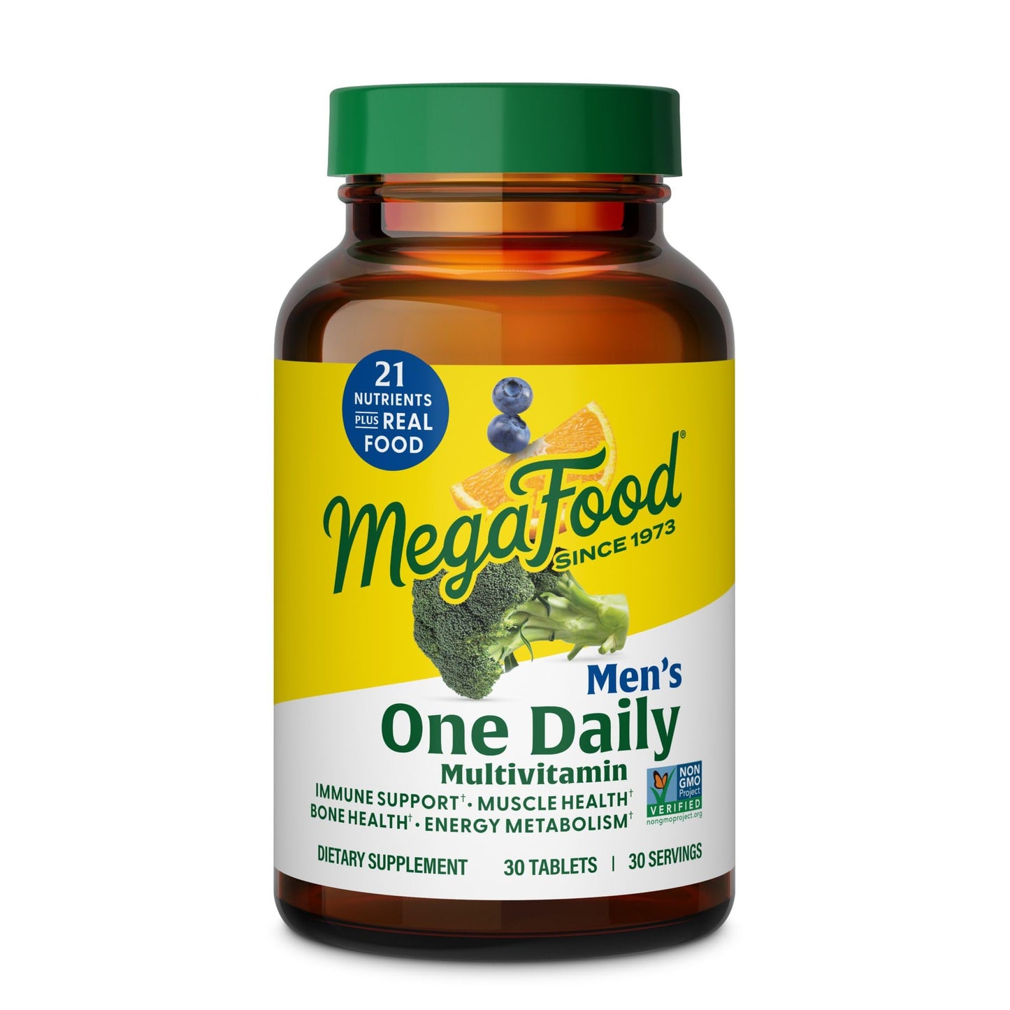 MegaFood One Daily Men's Multivitamins - Multivitamin for Men with Vitamin C, D3 & B12 - Immune Support, Energy Metabolism, Muscle Health - Vegetarian & Gluten Free - 30 Tablets
