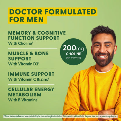 MegaFood Men's Advanced Multivitamin – Doctor-Formulated with Choline, B12, D, C & Zinc – Non-GMO, Vegetarian – 60 Tabs (30 Servings)
