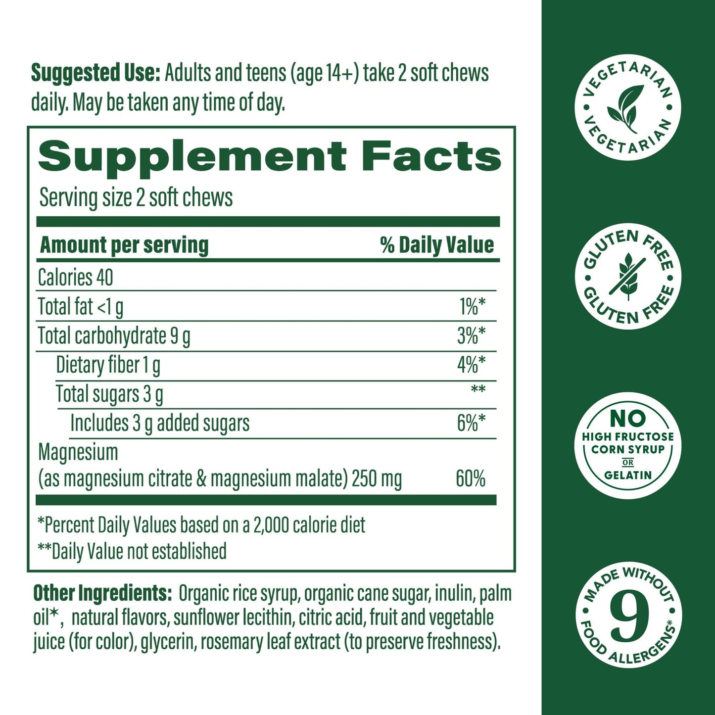 MegaFood Relax + Calm Magnesium Grape Soft Chews | 30 Chews (15 Servings)