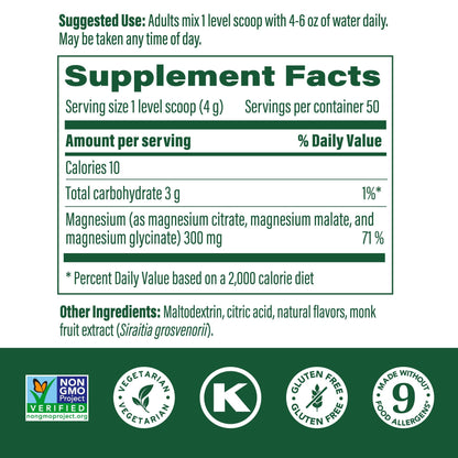 MegaFood Relax + Calm Magnesium Powder – Glycinate, Citrate & Malate, Raspberry Lemonade, 50 Servings