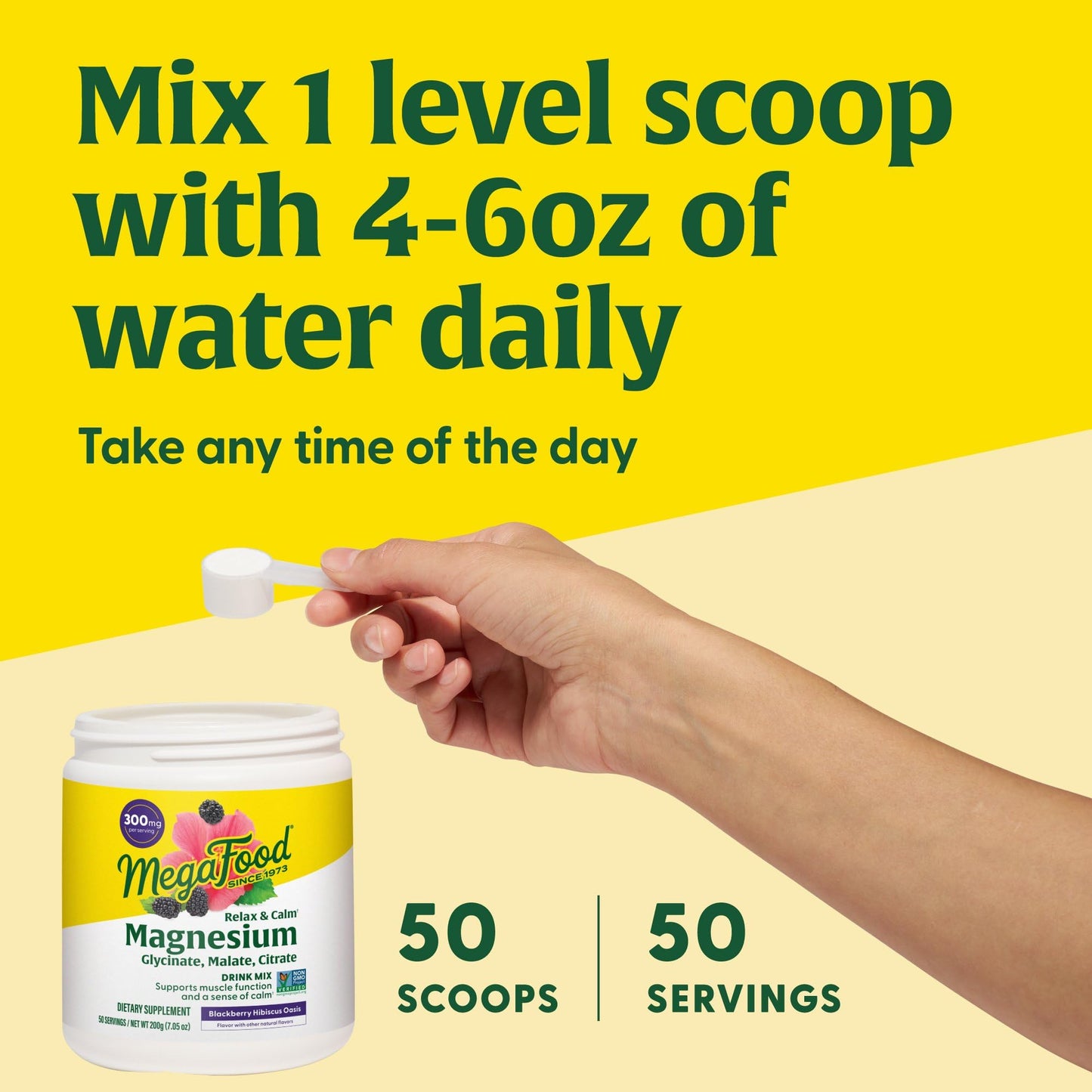 MegaFood Relax + Calm Magnesium Powder – 50 Servings (7.05 oz) | Glycinate, Citrate & Malate | Allergen-Free Blackberry Hibiscus Oasis
