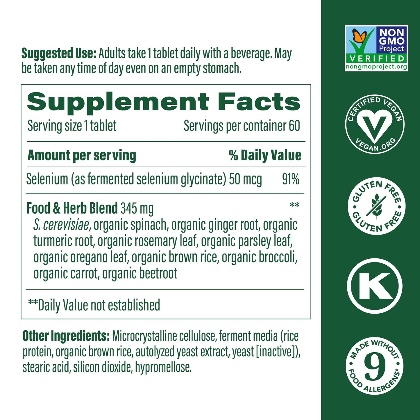MegaFood Selenium 50 mcg - 60 Tablets | Vegan, Non-GMO Immune Support