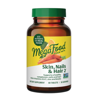 MegaFood Skin, Nails & Hair 2 – Vegan Multivitamin for Women & Men | 60 Tabs