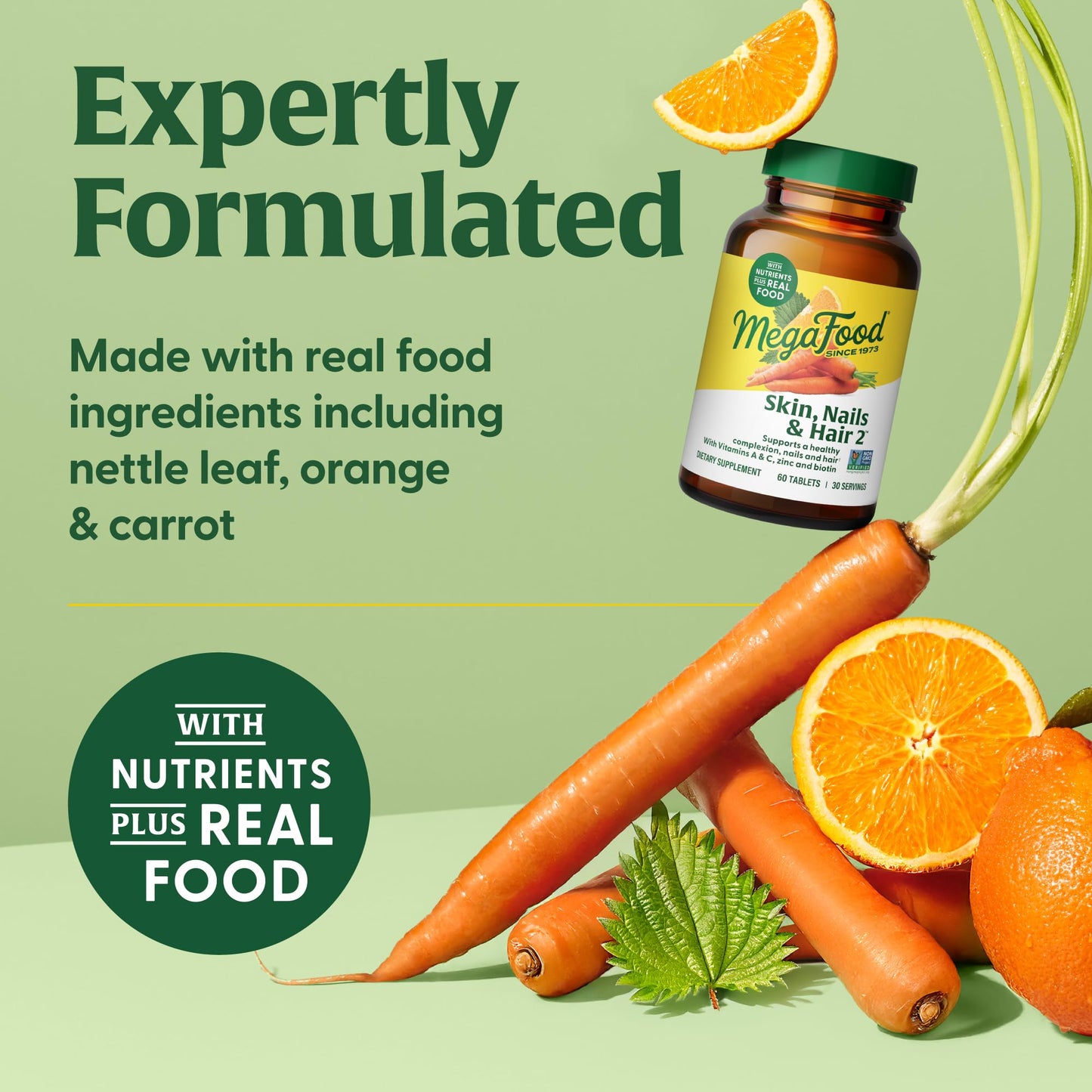 MegaFood Skin, Nails & Hair 2 – Vegan Multivitamin for Women & Men | 60 Tabs