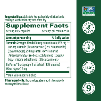 MegaFood Fast-Acting Turmeric Supplement - Clinically Studied Joint Support, 1000 mg Curcuminoids, 60 Capsules