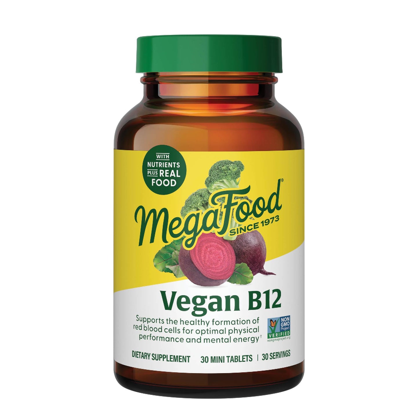 MegaFood Vegan B12 with B6 & Folic Acid – 30 Tablets | Energy & Nerve Health