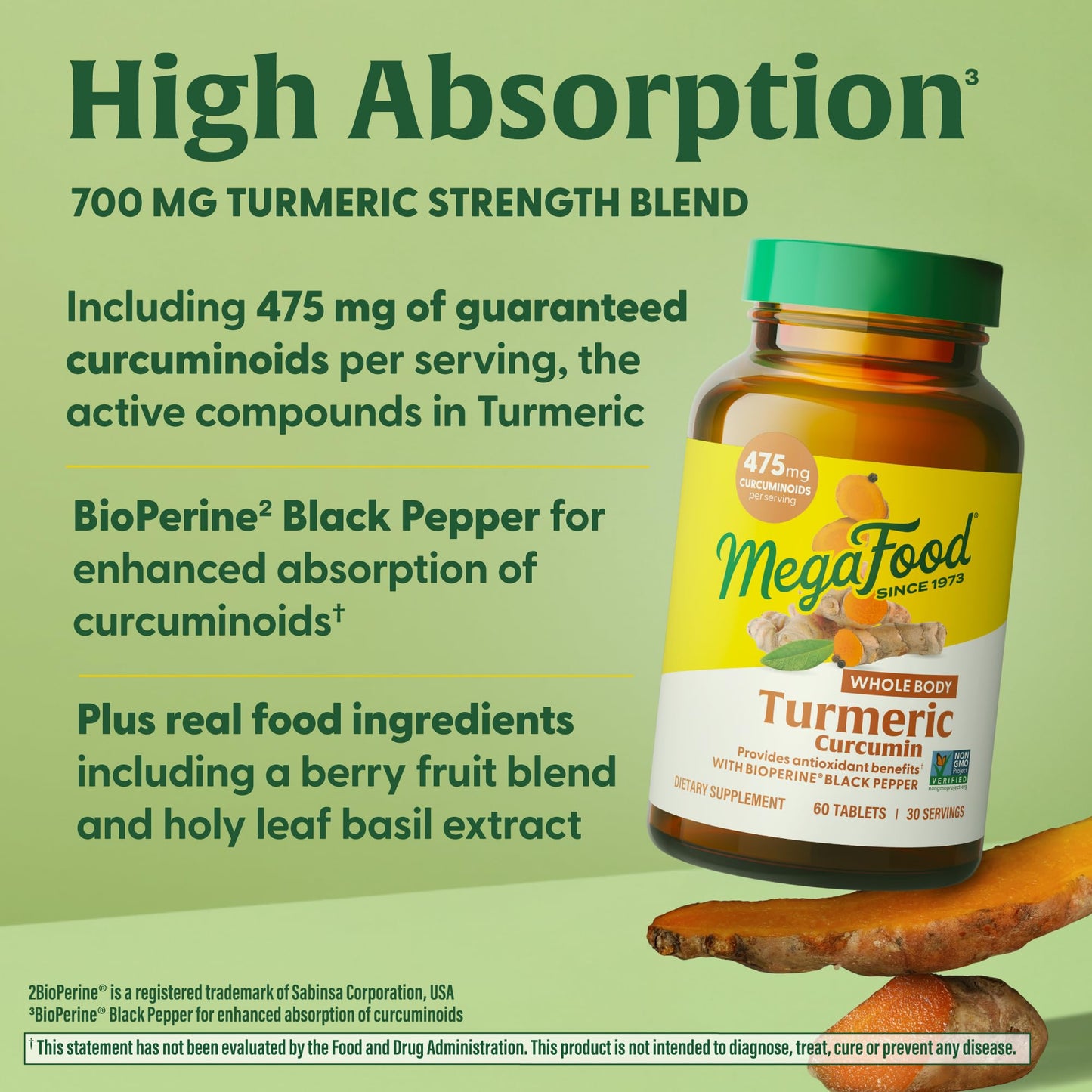 MegaFood Whole Body Turmeric Curcumin Supplement – 475 mg Curcuminoids, BioPerine, 60 Tablets