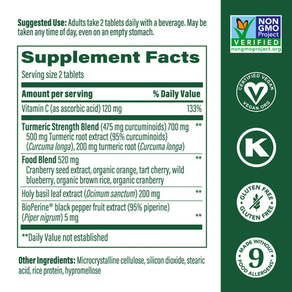 MegaFood Whole Body Turmeric Curcumin Supplement – 475 mg Curcuminoids, BioPerine, 60 Tablets