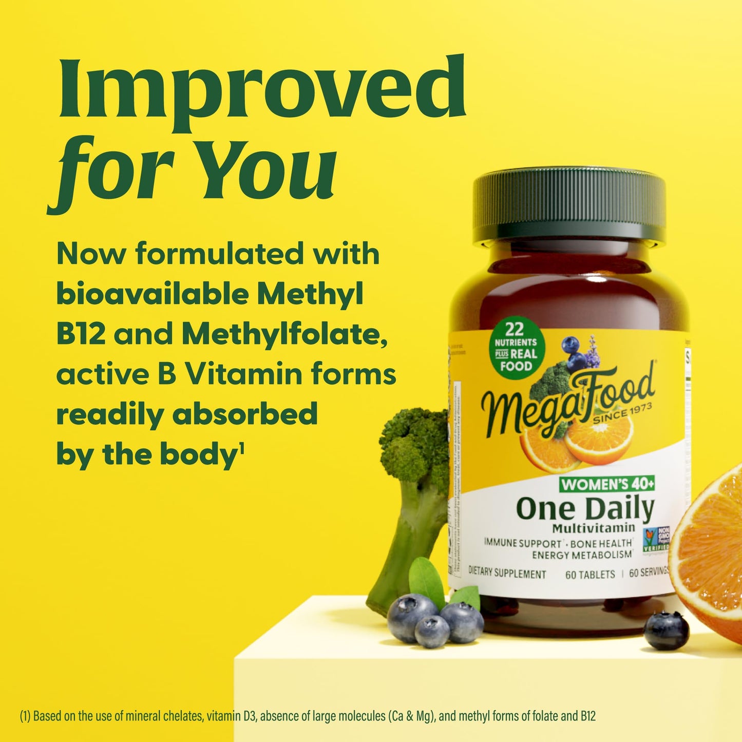 MegaFood Women's 40+ One Daily Multivitamin – Immune Support, Bone Health, Non-GMO, Vegetarian | 30 Tabs