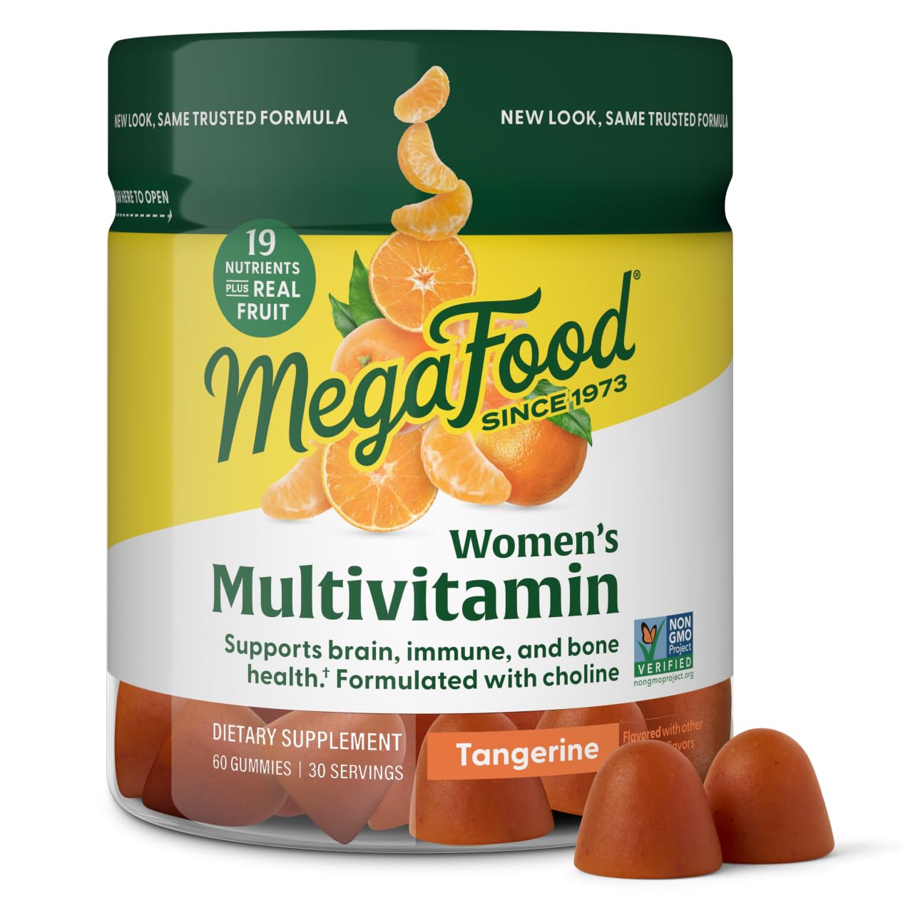 MegaFood Women's Multivitamin Gummies - Immune & Bone Health | Tangerine, 60 Gummies