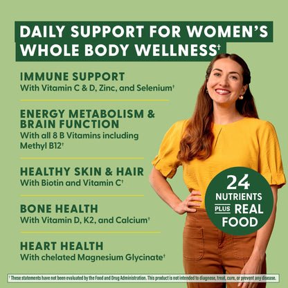 MegaFood Whole Body Methylated Multivitamin for Women – 60 Tablets, Immune & Energy Support