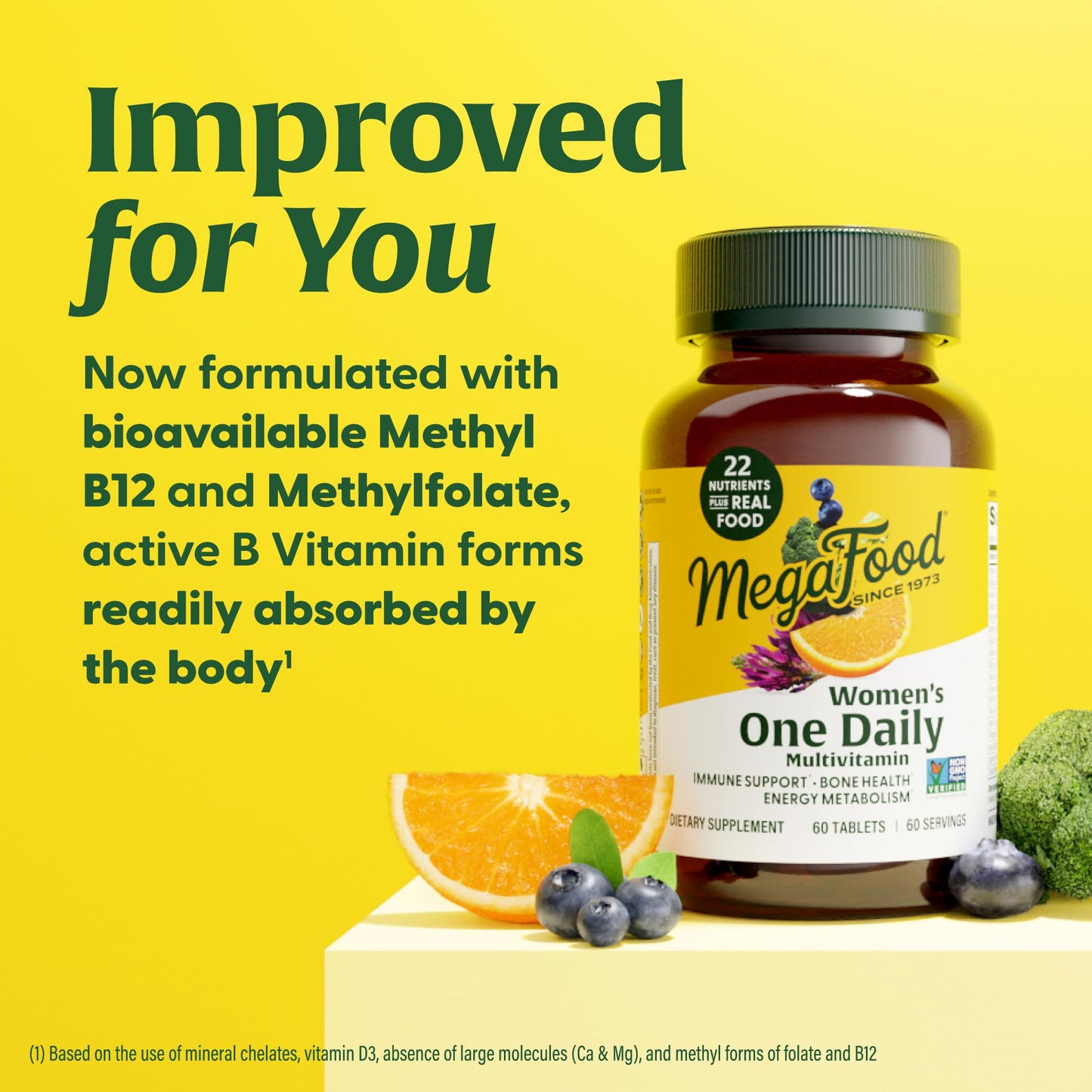 MegaFood Women's Multivitamin One Daily – Multivitamin for Women with Vitamin C, D, Iron and B Vitamins | Bone Health and Immune Support