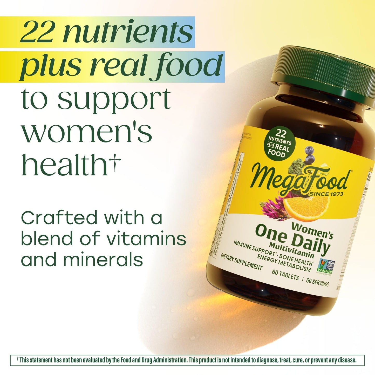 MegaFood Womens Multivitamin One Daily – Vegetarian, Gluten-Free, Iron, Vitamin C & D3, 60 Tablets