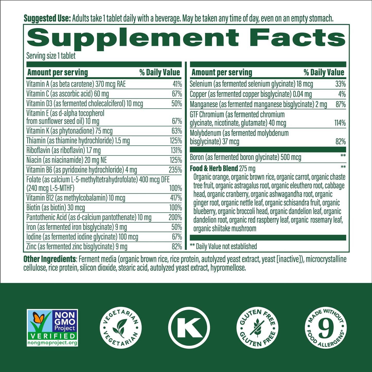 MegaFood Women's Multivitamin One Daily – Multivitamin for Women with Vitamin C, D, Iron and B Vitamins | Bone Health and Immune Support