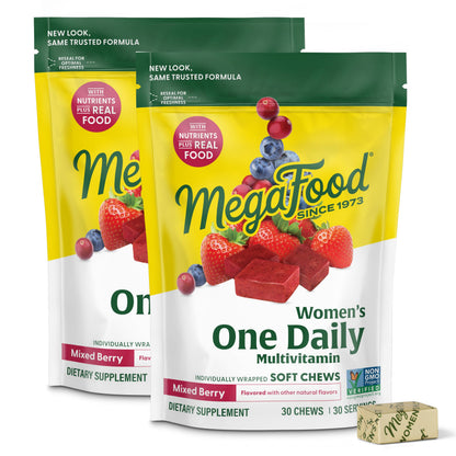 MegaFood Women's Multivitamin Soft Chews - One Daily, Mixed Berry (Vegetarian, Non-GMO)