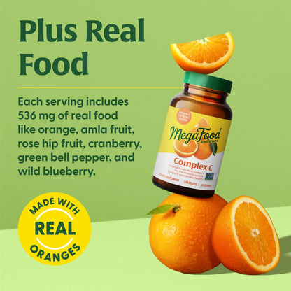 MegaFood Complex C - Vegan Vitamin C 250 mg Immune Support (90 Tablets)