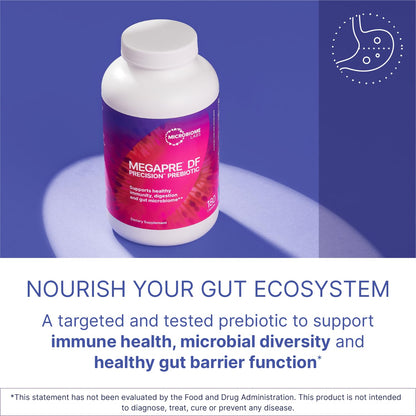 MegaPre DF Dairy-Free Prebiotic Fiber for Gut Health | Microbiome Labs (180 caps)