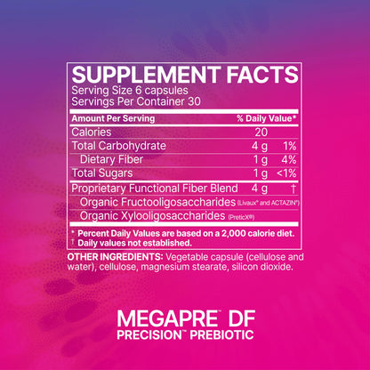 MegaPre DF Dairy-Free Prebiotic Fiber for Gut Health | Microbiome Labs (180 caps)