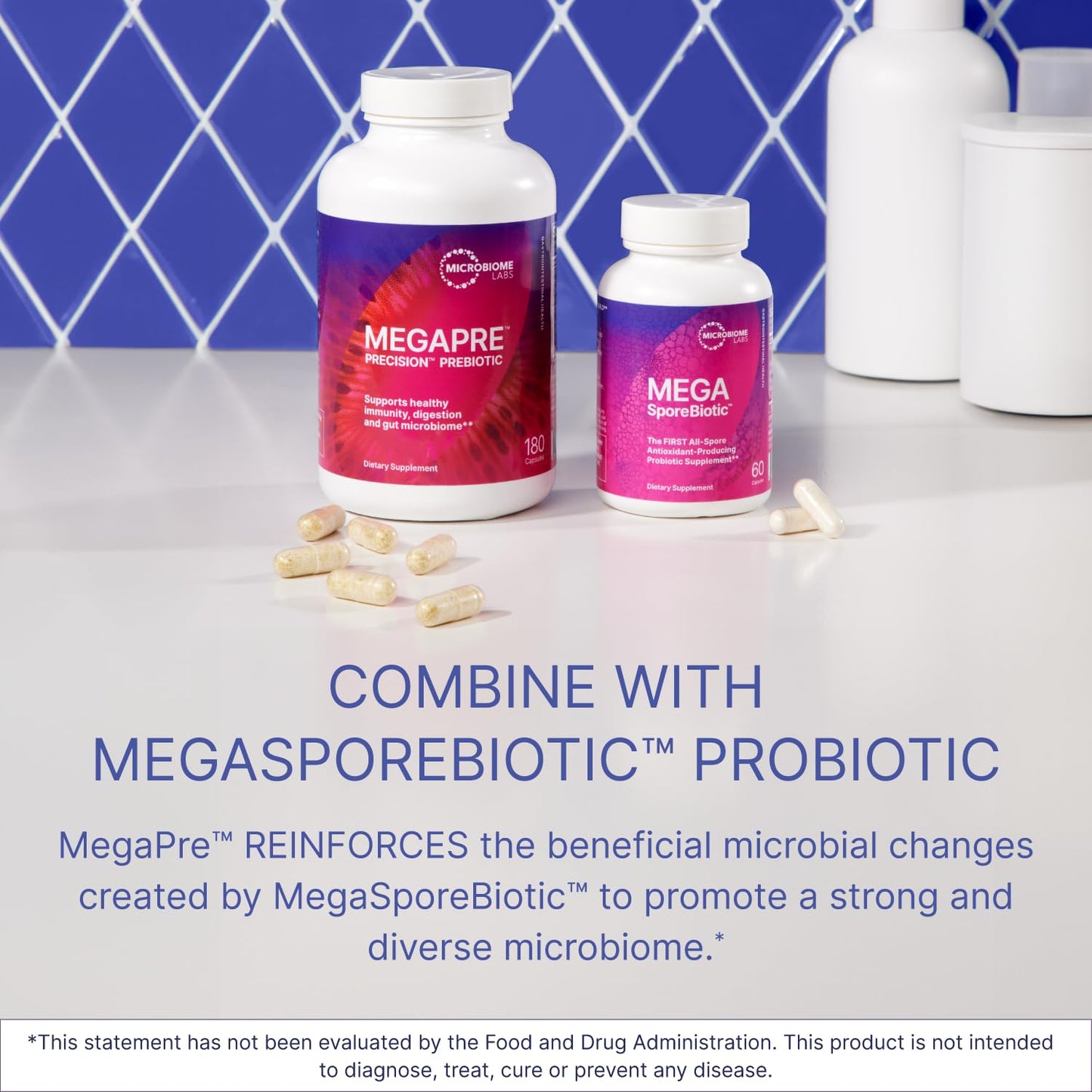MegaPre DF Dairy-Free Prebiotic Fiber for Gut Health | Microbiome Labs (180 caps)