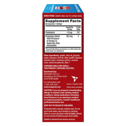 MegaRed Krill Oil Joint Care 353mg — EPA/DHA, Hyaluronic Acid, 60 Softgels