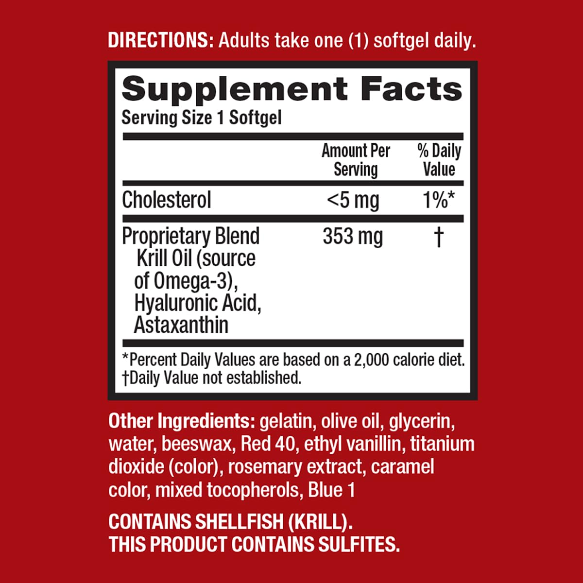 MegaRed Krill Oil Joint Care 353mg — EPA/DHA, Hyaluronic Acid, 60 Softgels