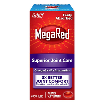 MegaRed Krill Oil Joint Care 353mg — EPA/DHA, Hyaluronic Acid, 60 Softgels